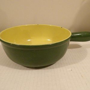 +Von Roll style 719 14 Cast Iron Enamel Green & Yellow Pot Vintage